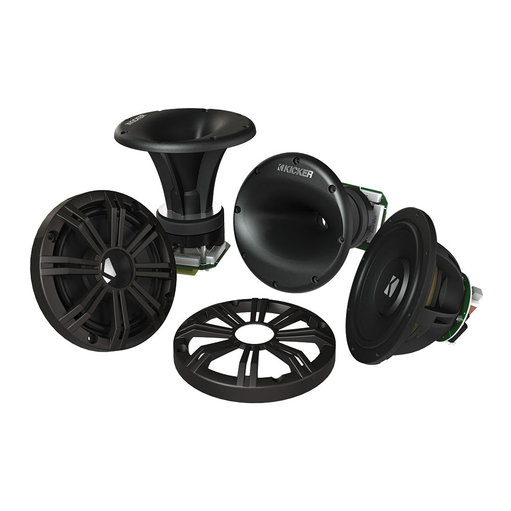 KICKER KMS67 6.75" Horn Loaded Tower System - 4-Ohm, Charcoal [41KMS674C]