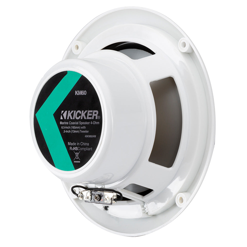 KICKER KM60 6.5" Marine Coaxial Speakers w/1/2" Tweeters - 4-Ohm, White [49KM604W]