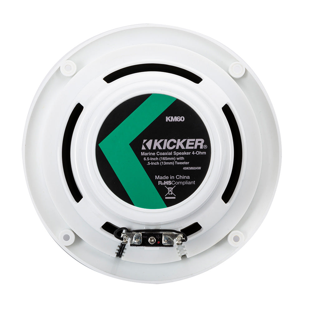 KICKER KM60 6.5" Marine Coaxial Speakers w/1/2" Tweeters - 4-Ohm, White [49KM604W]