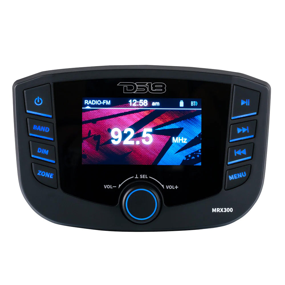 DS18 Marine Headunit TFT Screen - 3 Zones - 4V Output - Bluetooth - RDS 4x50 Watts [MRX300]