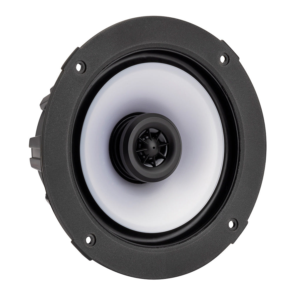 KICKER KM614FL 6.5" Low Profile Coaxial Marine Speakers w/RGB Lighting - 4-Ohm, White [51KM614FL]