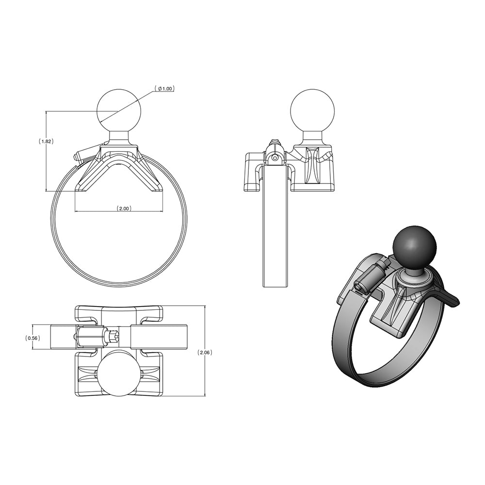 RAM Mount V-Base Rail Yoke Clamp Mount [RAM-B-108BU]