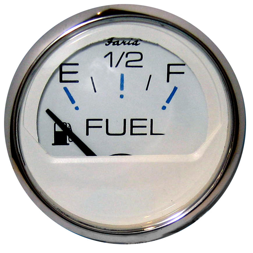 Faria Chesapeake White SS 2" Fuel Level Gauge (E-1/2-F) [13801]