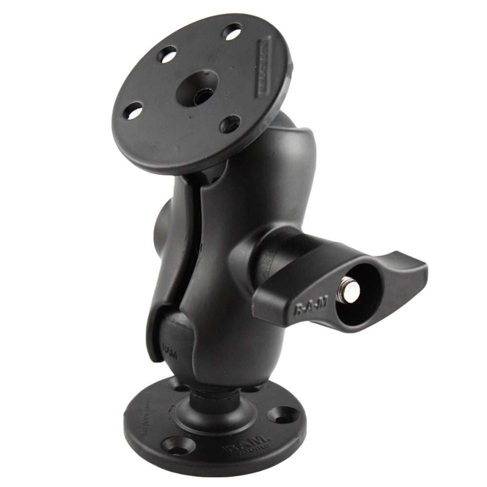 RAM Mount D Size 2.25" Ball Mount w/2 qty 3.68" Round Plates  Short Length Double Socket Arm [RAM-D-101U-C]