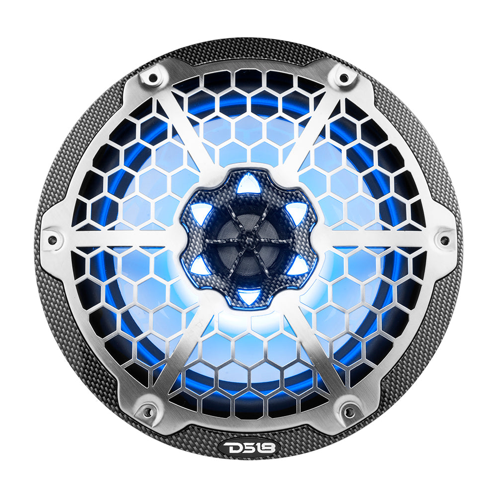 DS18 HYDRO 8" 2-Way Marine Speakers w/RGB LED Lights 450W - Black Carbon Fiber [CF-8]